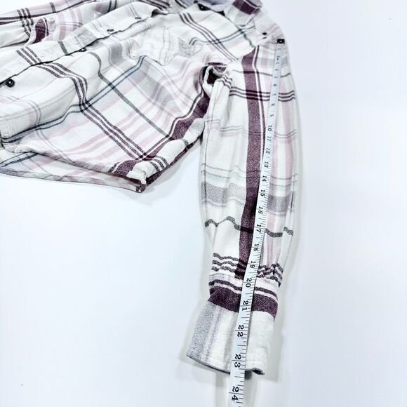 Free people fall colors plaid oversized lightweight flannel button down shirt XS - Picture 8 of 10